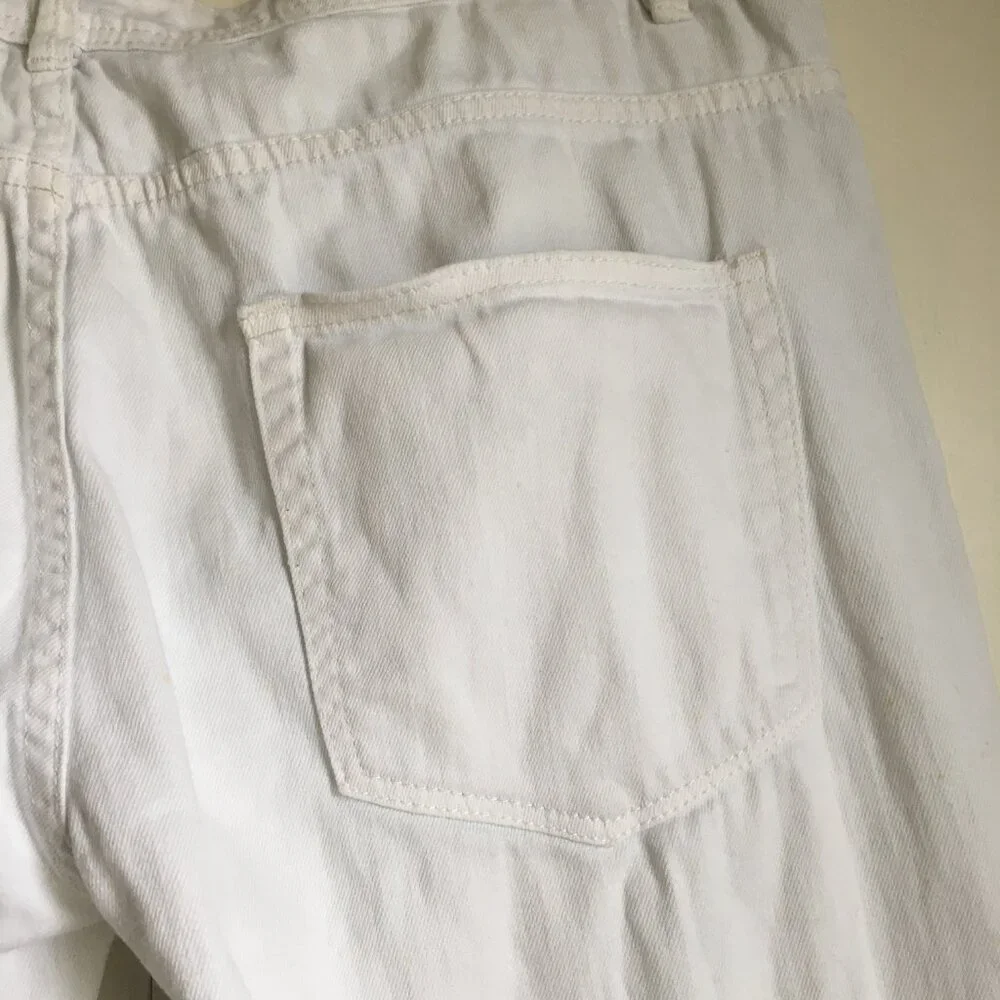 Uh Denim White Distressed Pintuck Stretch Skinny Jeans Size 32 - Picture 9 of 16